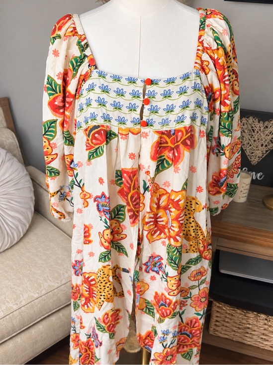 FARM Rio Pants - FARM Rio xAnthropologie   Babydoll Leopard Floral Maxi Dress Puff sleeves